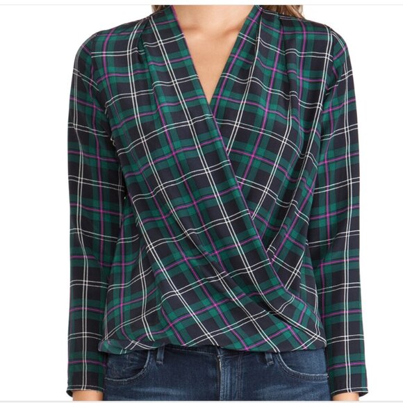 Amanda Uprichard Crossover Blouse Scotch Plaid XS Like New - Picture 4 of 5